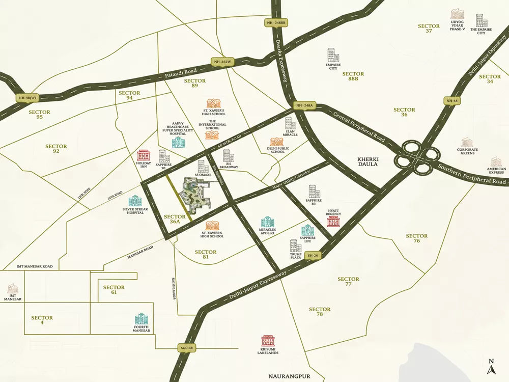 Emaar Serenity Hills Sector 86 Gurgaon location map